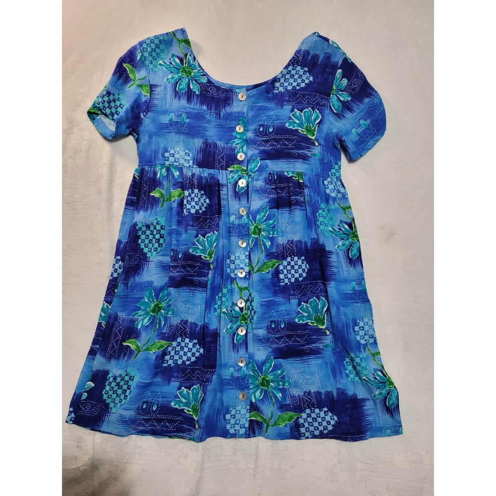 Big Hed Designs Babydoll Dress Women XS Blue Floral Button Front  Boho